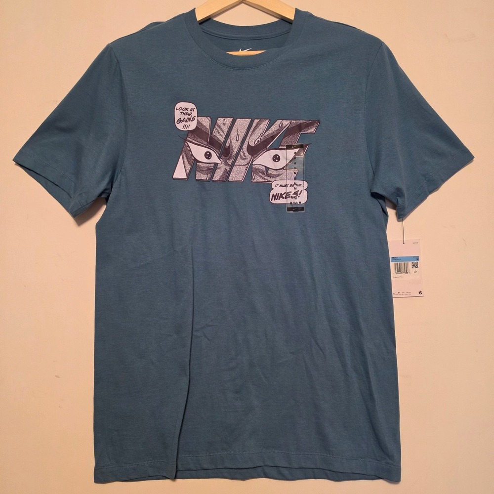 Nike Manga Anime Gains Graphic Blue Short Sleeve T-Shirt Mens Size Medium NEW
